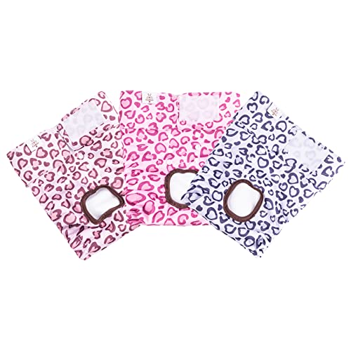 Image of CuteBone Dog Diapers Female Washable Small Medium Large 3 Pack Reusable Doggie Diapers Puppy Period Pants for Doggy Heat Cycle Peeing D54L