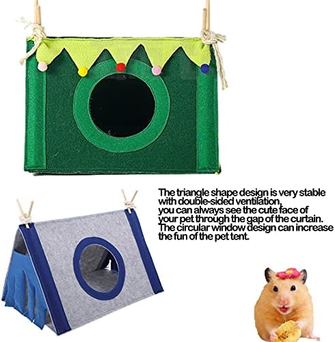 WGYTECH Small Animal Hideout Hamster Hideaway Tent House Pet Nest Bed Triangular Shelter Cozy Ventilation Retreat for Chinchilla Hedgehog Rat Guinea Pig Squirrel Ferret Dwarf Bunny, Green