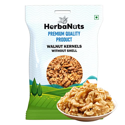 Image of Herbanuts Walnuts 1Kg, Without Shell Kashmiri Walnut Without Shell, Akhrot Giri, Walnuts Without Shell, Walnut Kernels Broken Akhrot Giri Grade 4 Peices