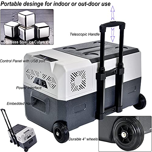 Greyhoo Car Refrigerator, Portable Freezer App Control, Car Fridge For Travel, Fishing, Camping, 32 Quart -4℉~68℉ Rv Electric Compressor Cooler, 12/24V Dc And 110V Ac For Vehicle, Car, Truck, Boat #TOP2
