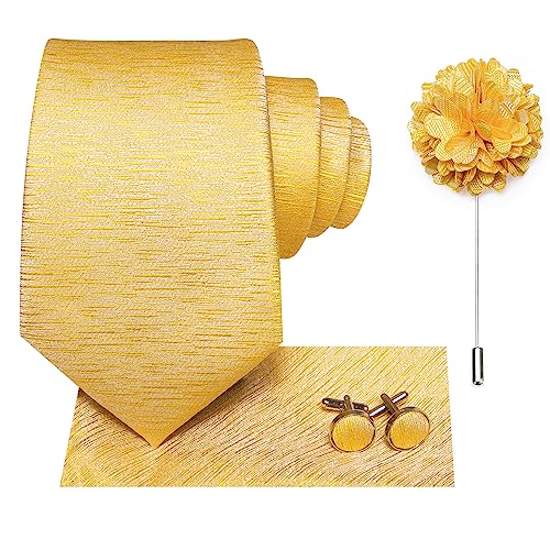 Image of Hi-Tie Men's Silk Ties Formal Woven Classic Necktie Pocket Square Cufflinks Lapel Pin Set Wedding Business