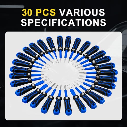 Image of Kuntech 30 PCS Universal Terminal Release Kit, Universal Electrical Terminal Removal Tool for Replaces Universal Vehicle Wire Harness Pin Connector Release