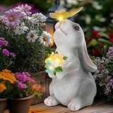 Nzkeuf Kaninchen Solar Gartendeko für Draußen, Garten Tier Dekoration mit...