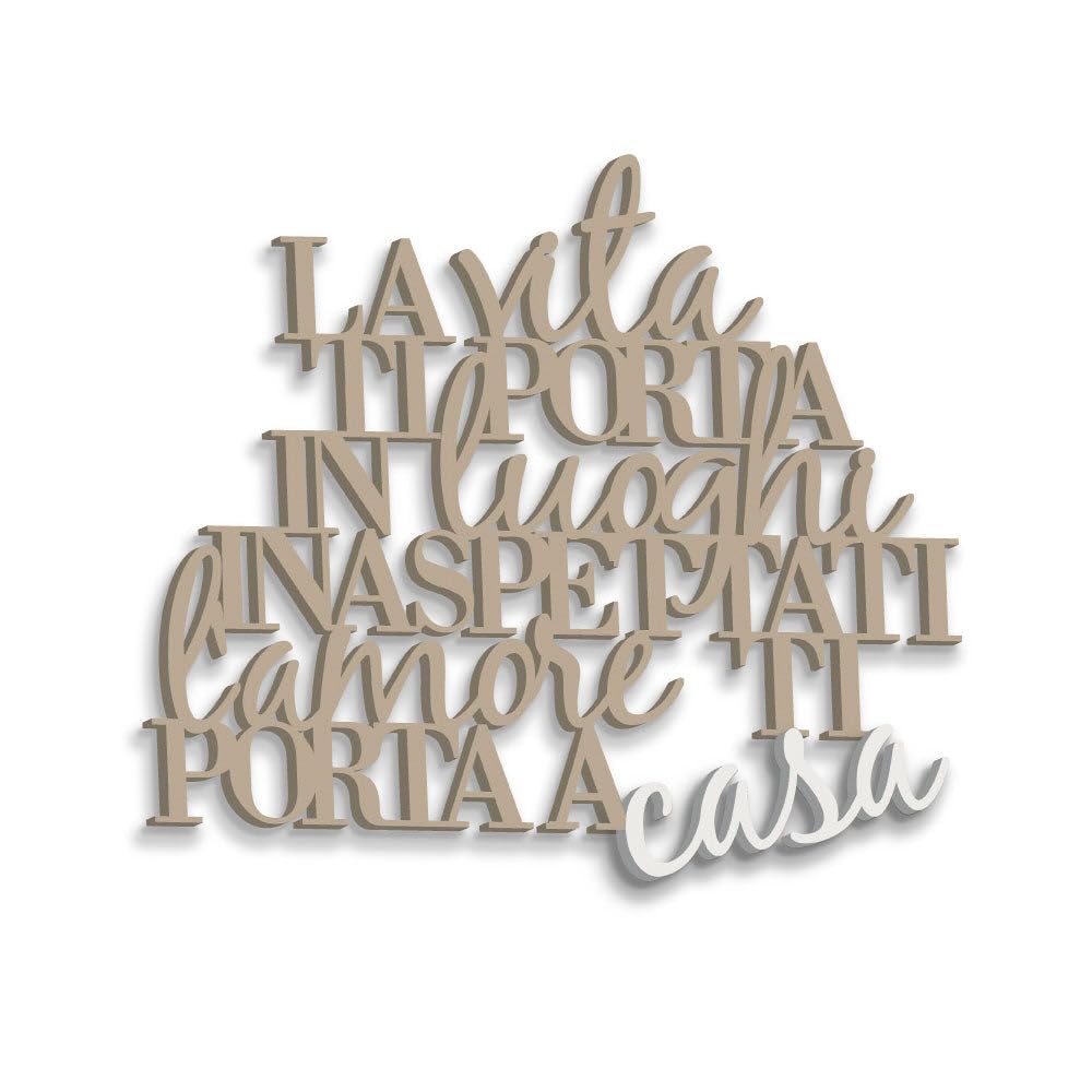 Declea Home Decor Decorazione Murale frase scritta su legno La vita ti porta in luoghi inaspettati, Scritta in legno famiglia casa per decorare le pareti