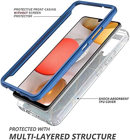Jeylly Samsung Galaxy A42 5G Case with [2 Pack Tempered Glass Screen Protector + 2 Pack Camera Protector] Marble 360 Full Body Protective Shockproof Soft TPU Bumper Case for Galaxy A42 5G, Ocean Blue