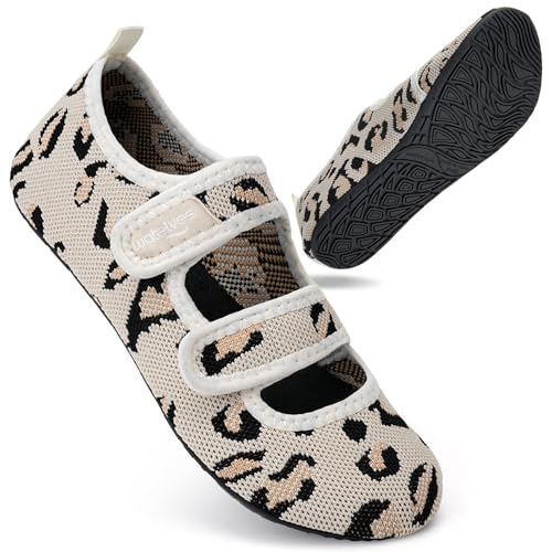 WateLves Water Shoes Barefoot Shoes Mens Women Beach Socks Aqua Swim Swimming sea Pool(Leopard Light Brown 6/7)
