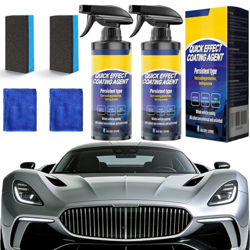 2 Pack Quick Effect Coating Agent for Car - 2026 Upgrade Car Coating Spray Scratch Repair Oil Film Removal Helps Refresh Exterior Gloss & Reduce Surface Buildup (Blue) (Blue)