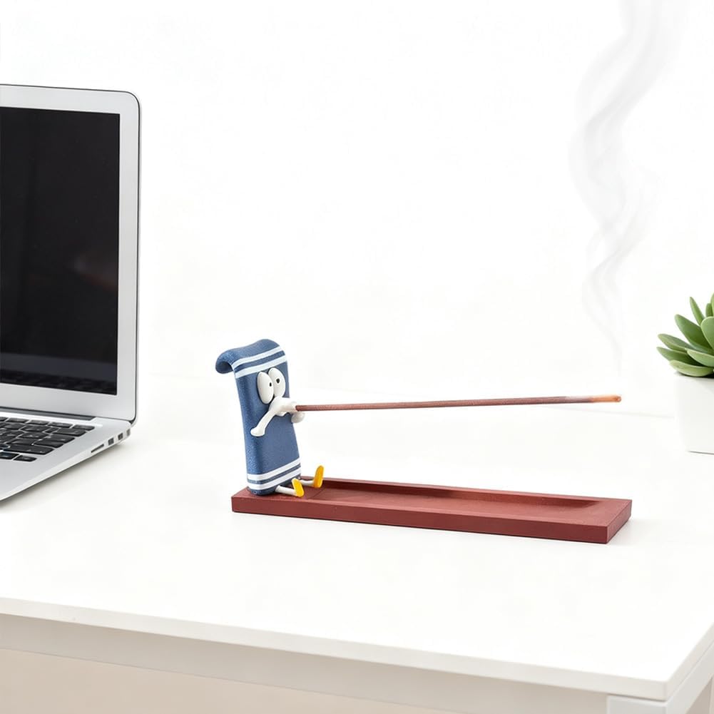 Funny Towelie Shaped Incense Stick Holder Burner Ash Catcher Ornament for Yoga Home Living Room Office Decor 3D Printing Crafts(Red Eyes)