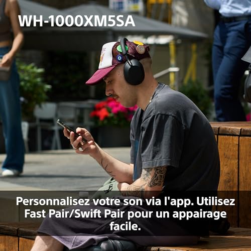 Sony WH 1000XM5SA Casque sans Fil à réduction de Bruit Premium 30h d'autonomie Bluetooth Étui Souple Inclus iOS et Android avec Micro intégré - vue 9