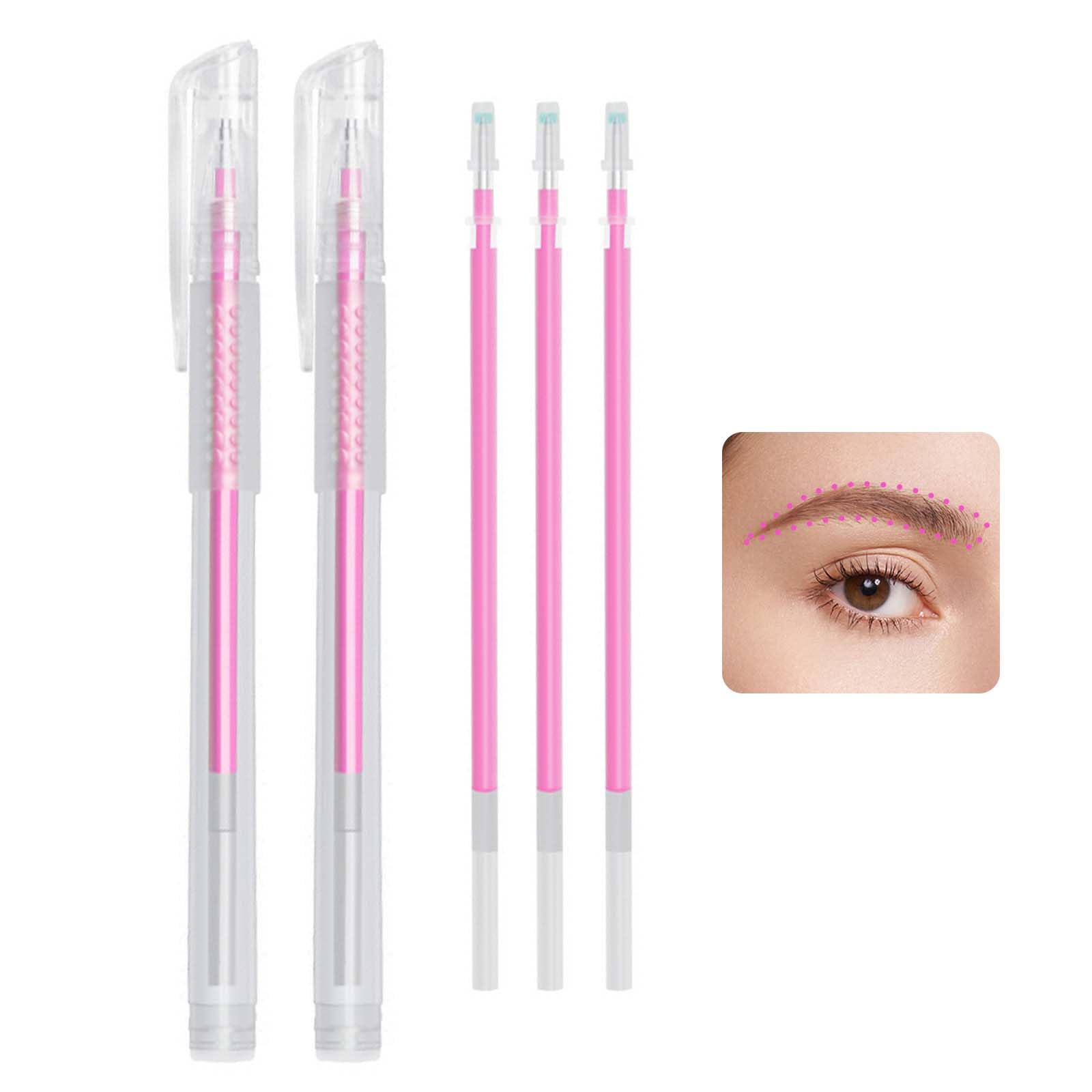 2 Uds Marcador de Piel, Rotulador Marcador Quirúrgico, Skin Marker Pen, Rotulador Cejas Microblading, Marcadores para Tatuajes, con 3 Recargas, para Cejas, Labios, Arte Corporal (Rosa)