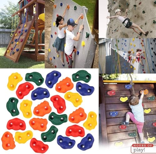image for Yaegoo 30 PCS Climbing Holds for Kids, Rock Wall Climbing Kit with Mou