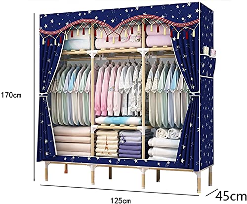 Armarios portátiles de tela con barra de ropa de madera para dormitorio 2