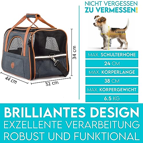 Hundetasche & Katzentasche bis 6,5kg - Hochwertige Hundetragetasche - Transporttasche für Katzen - Faltbare Mobile Tragebox für Hunde & Katzen – Bild 3