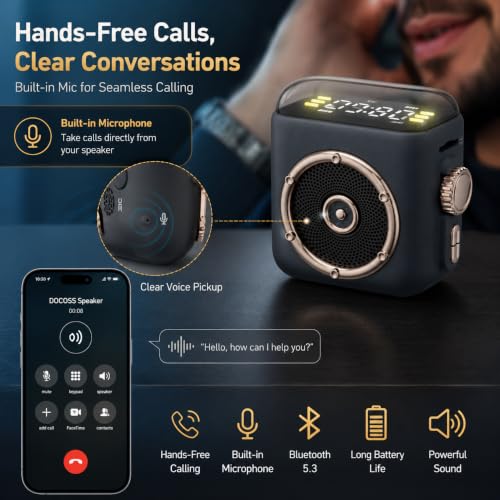 Image of CASON Mini Bluetooth Speaker with Mic,Magnetic Pocket Speakers with Back Clip, Small Wearable Bluetooth Speaker with Clear Sound for Travel, Home & Outdoor Use (Dark Grey)