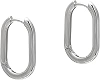 Vista 1 de 1 Inch Chunky Oval Hoop Huggie Earrings Sterling Silver Earrings for Women