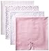 Spasilk Baby-Girls Newborn 4 Pack 100% Cotton Flannel Receiving Blanket, Pink 2 Flowers