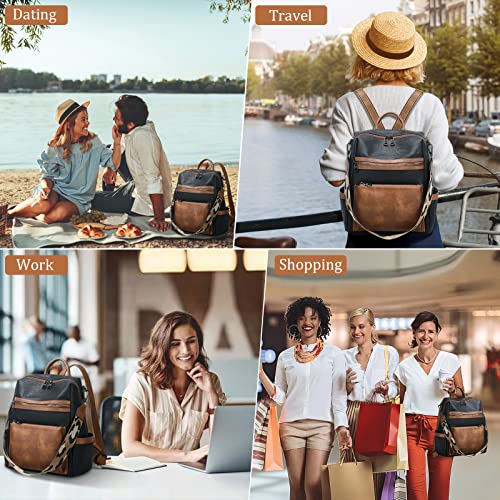 Image of AGLOD Leather Backpack Purse for Women Designer Ladies Shoulder Bag Fashion Faux Work Travel Handbags