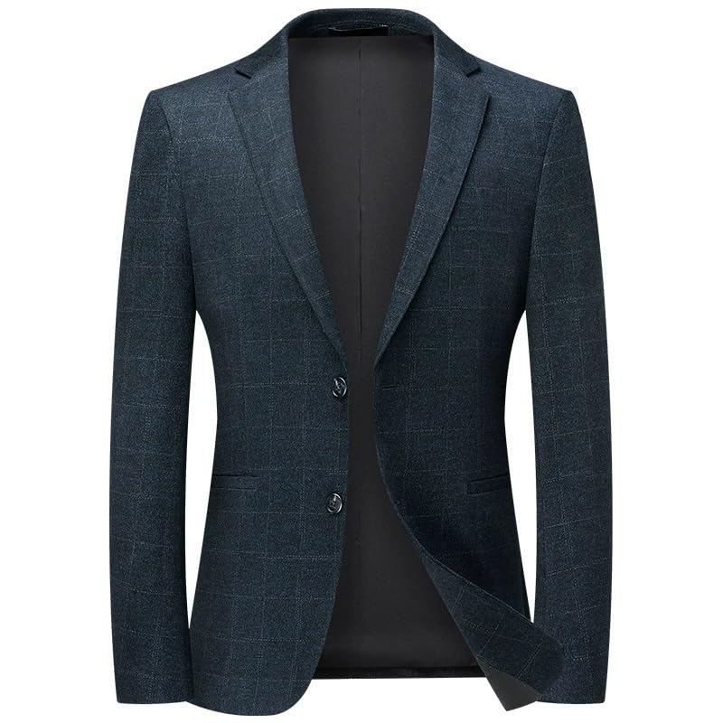 Men's Plaid Nylon Autumn Winter Slim Fit Trendy Casual Sport Coat for Business Office Daily Wear