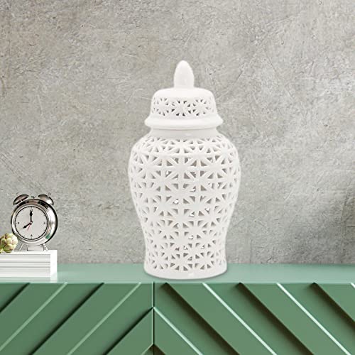 Pot à Gingembre Blanc en Céramique - Vase Rétro Peint à la Main pour Table