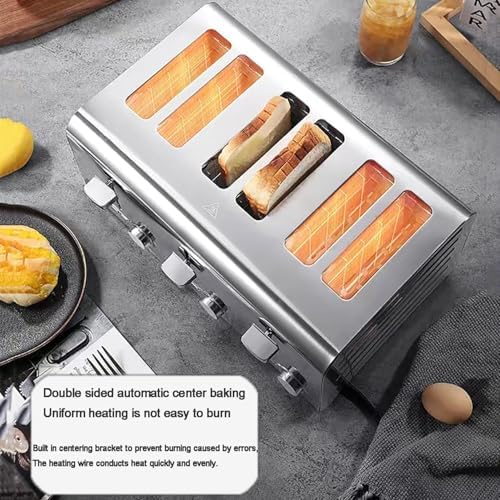 Fully Automatic Stainless Steel Toaster, 2/4/6 Slice, Extra Wide Slots, Defrost & Reheat Functions, 7 Browning Levels, Perfect for Home & Commercial Use