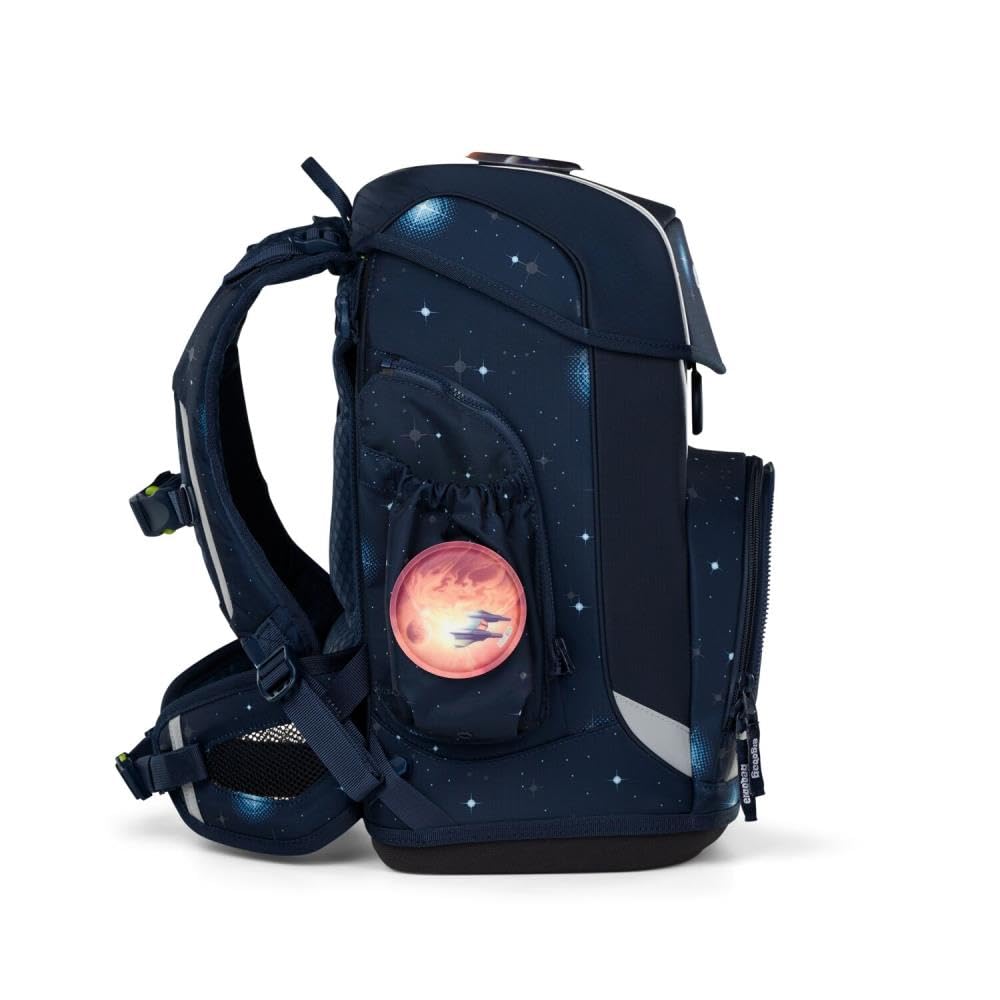 ergobag Cubo Light Schulranzen Set 8tlg. inkl. Lunchset und Seitentaschen (KoBärnikus Galaxy Glow)