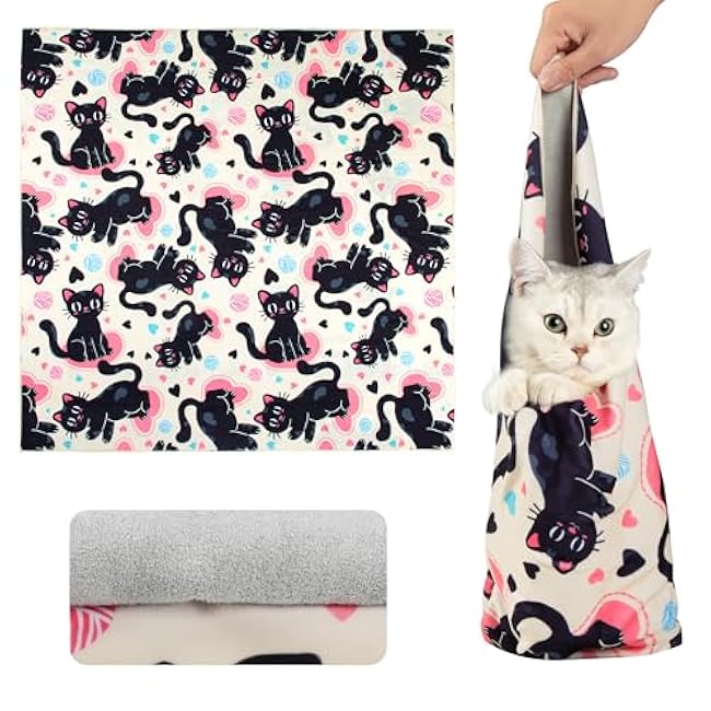 27.6¡° Cat Wrap for Cutting Nails Self-Adherent Fabric Cat Wrap for Grooming Cat Restraint for Nail Clipping Anti-Escape Cat Calming Wrap Within 15lbs-lO1ISDFr