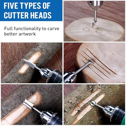 shengbenhao Wood Carving Tools Kit Compatible with Dremel Rotary Tool, 6Pcs Different Woodworking Tool Accessories with 1/8 inch Shank For DIY Crafts Wood Carving Engraving Drilling Micro Sculpture - Image 3