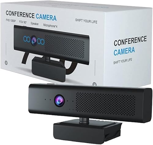 Trade Kite 1080P Full HD Webcam with Built-in Microphones, Speaker, Mute Button & Magnetic Privacy Cover – USB Plug and Play Conference Camera for PC, Laptop, Desktop