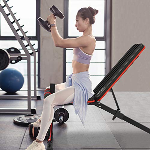 naspaluro Adjustable Weight Bench, Full All-in-One Body Workout Foldable Incline Decline Exercise Workout Bench with 7 Positions, Exercise Bench Press for Home Gym Equipment