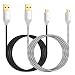 Micro USB Charger, Eversame 2-Pack 6Ft 1.8M Nylon Braided Micro USB Data Sync Charging Cable with Gold-Plated Connectors For Samsung Galaxy Note 4/S4, HTC One M9, LG V10, Nexus(Black White)