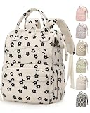 Pritent Large Capacity Diaper Bag Backpack for Mom – Lightweight Maternity Nappy Bag with Insulated Pockets, Stroller Straps & Travel Essentials for Baby Girl Boy, Black Flower