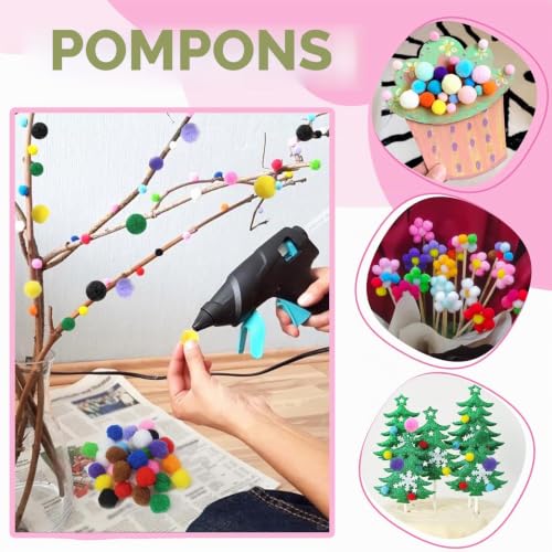 TOAOB 50pcs Craft Pompoms Loisirs Creatifs Multicolore 3 cm Gros Pompons Artisanale Moelleux pour Bricolage Fournitures Décorations Couture Guirlandes Franges Projets et Artisanat – vue 4