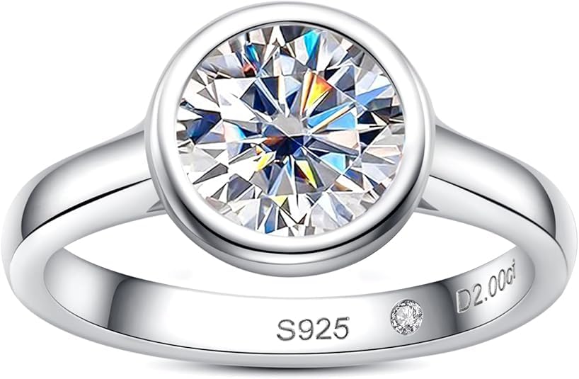 Bague moissanite D VVS1 de haute qualité avec taille plasma exclusive