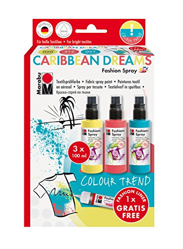 Marabu Caribbean Dream - Juego de Pinturas Textiles con pulverizador