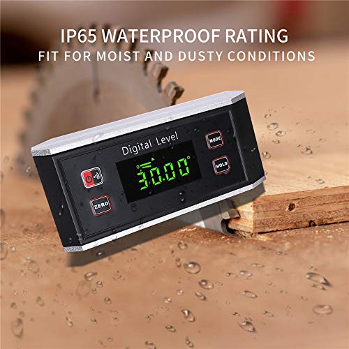 Electronic Inclinometer, Digital Protractor/Level/Angle Finder and Gauge Tools with V-Groove Magnetic Base and Backlight - Dust and Waterproof IP65 Precision Smart Level