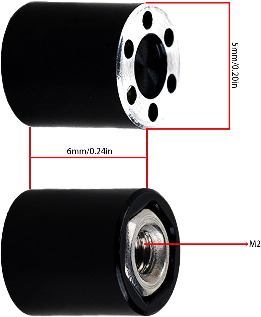 4PCS M2 CNC Aluminium Wheel Nut Cap RC Car Wheel Dust Nut Compatible with Axial SCX24 Deadbolt JLU Gladiator Bronco AX24 Etc All 1/24 RC Crawler Car (Black)
