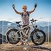PUJH Electric Bike for Adults 5000W Dual Motors 60V 25Ah 24'' Fat Tire Fast Up to 45mph 35-100 Mileage Full Suspension Hydraulic Brake Class 3 Off-Road Mountain AWD Hunting Ebike for Men Women White #4