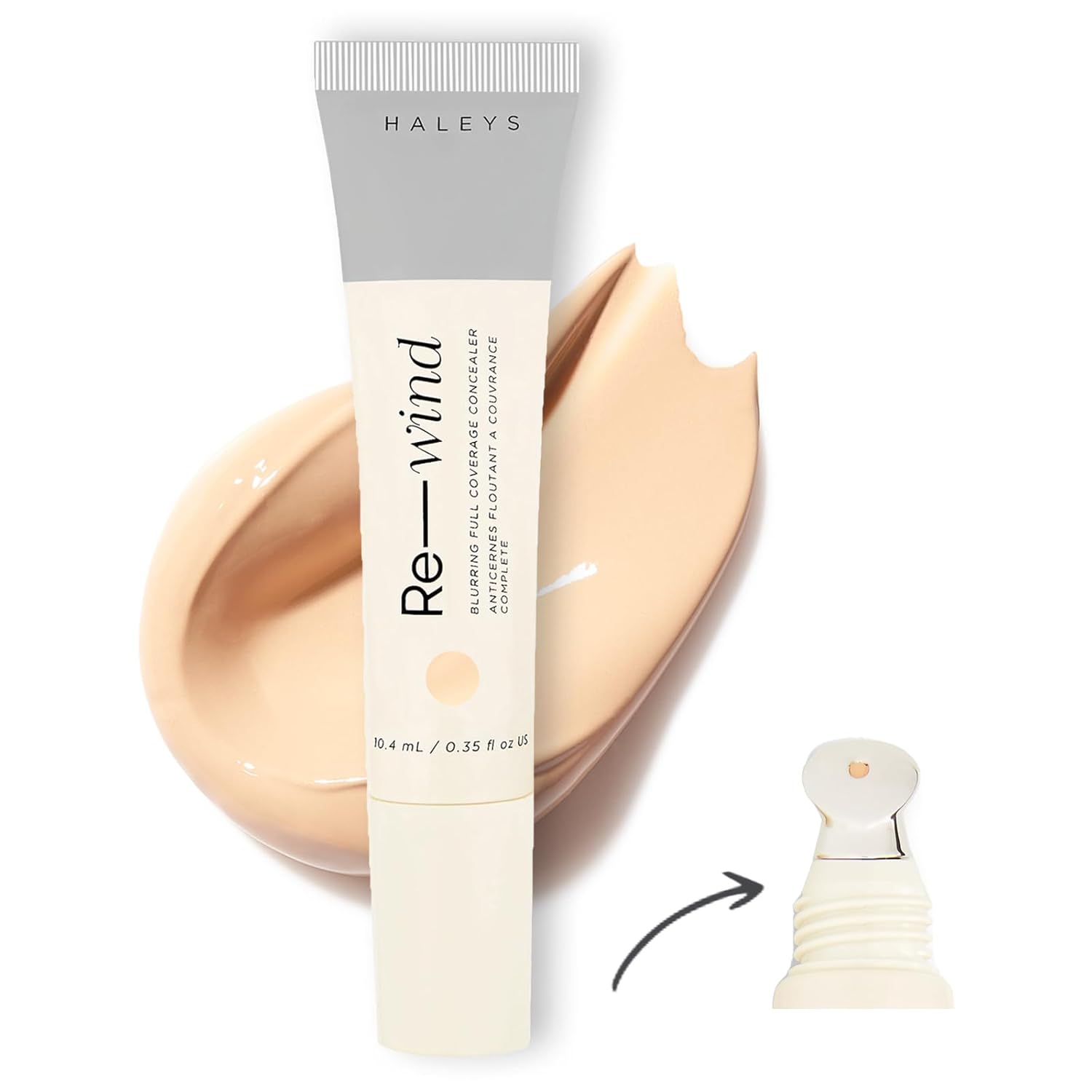 HALEYS Re-wind Full Coverage Brightening Concealer, Color Correcting Eye Concealer for Dark Circles, Fine Lines & Redness, Longwear, Non-Caking, Soft-Matte Finish, Blurring Concealers for Women