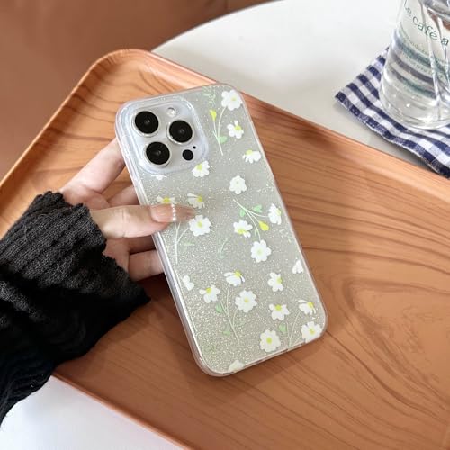 HAUDING Compatible with iPhone 15 Cases Cute Bling Sparkly Floral Pattern,Flower Design, Shock Protection Phone Cover for Women and Teenage Girls. by HAUDING - Used condition - Image 5