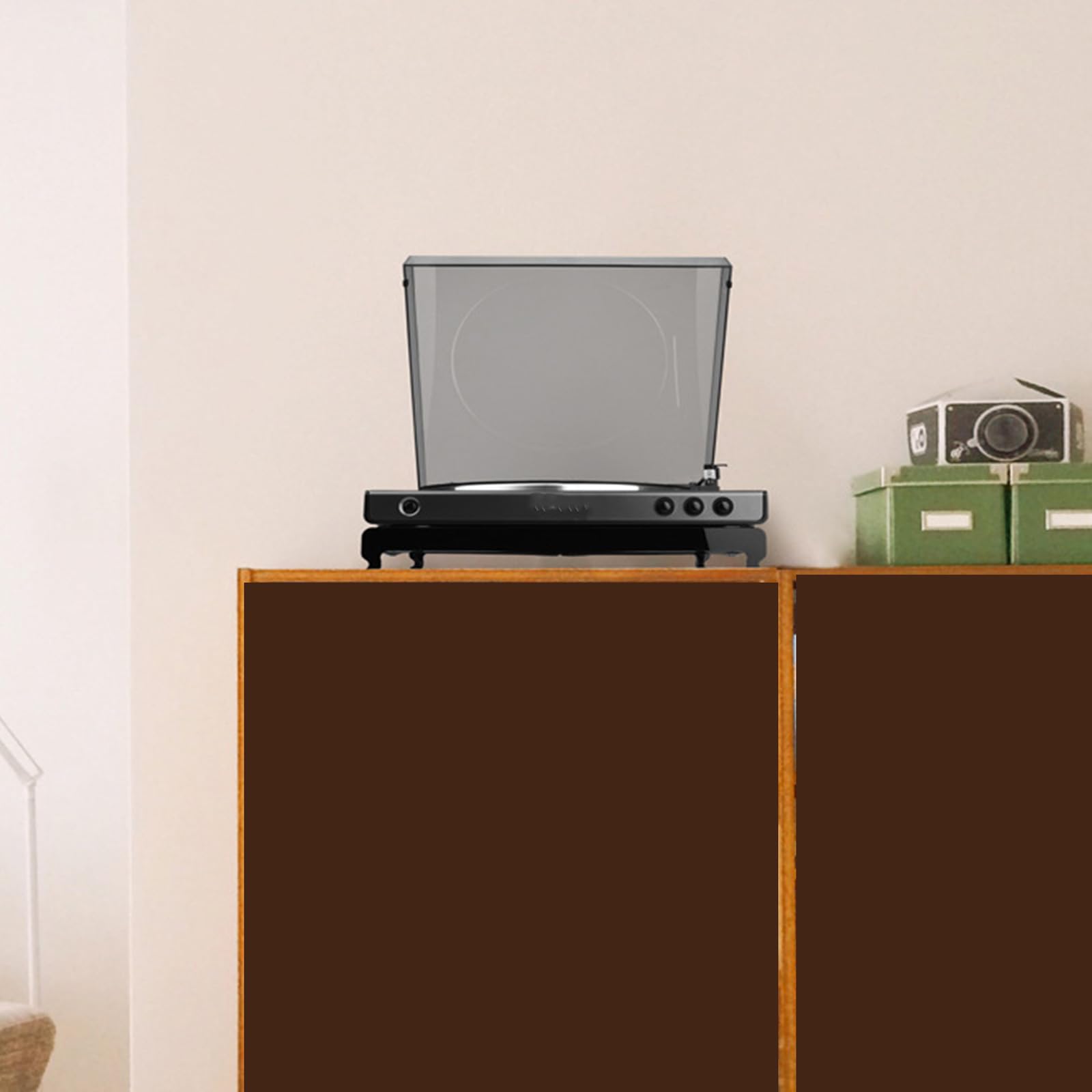Base brillante de 5 mm de grosor con patas de silicona antideslizantes para accesorios de tocadiscos AT-LP60XBTBK, soporte duradero, elegante y estable para una calidad de sonido óptima