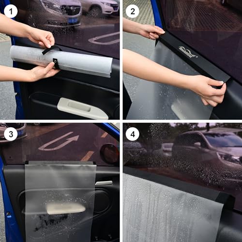 NEWISHTOOL Car Door Panel Cover, 2 Packs Waterproof Guard Protection for Window Film Tint Application, Reusable PET Water Shield Sheets, Black by NEWISHTOOL - Image 3