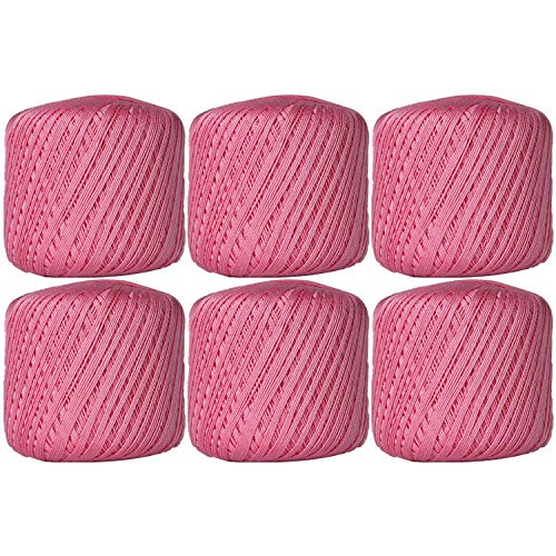 Image of ThreadArt 100% Cotton Crochet Thread Size 10, 6 Ball Pack, Pink 34 | Soft pure cotton crochet thread for lace, doilies, amigurumi and crafts. Smooth finish with crisp stitch definition.