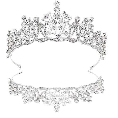 Schneespitze Boda Novia De Diadema,Corona De Cristal Boda Tiara Banda Boda Cluster Pelo Banda De Diamantes para El Escenario De La Fiesta De Bodas Cover