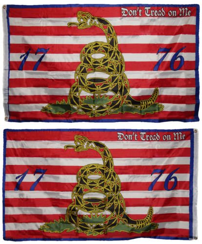 Moon Knives 3x5 Gadsden 1776 Dont Tread On Me 2 Faced Double Sided 2-ply Polyester Flag - Party Decorations Supplies For Parades - Prime Outside, Garden, Men Cave Decor Flag