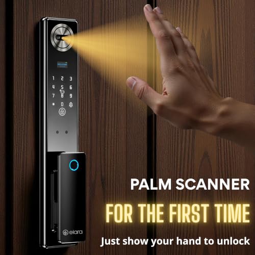 Image of Elara Apex Edge Smart Door Lock, Fingerprint, Card, App, OTP, Keys, PIN Unlock, Palm Unlock, Face Recorganisation, Alarm Alert, Bluetooth & WiFi. (Apex Edge)