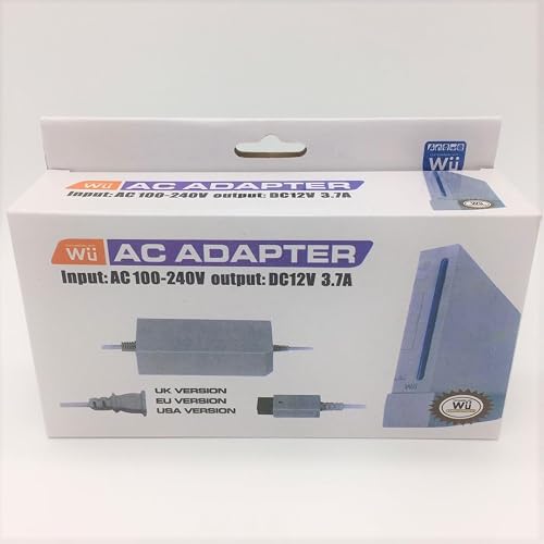 AC/DC Power Adapter 12V 3.7A compatible with Nintendo Wii, UK, EU and USA Plug Versions