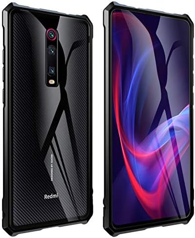 Miyi Compatible for Xiaomi Mi 9T/Redmi K20/Redmi K20 Pro Case,Aluminum Metal Shockproof Drop Resistance Anti-Scratch Case Cover,HD Transparent Gorilla Glass Back Shell (Black)