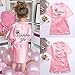 Kid Toddler Baby Solid Girls Robes Silk Satin Birthday Sleepwear Kimono Girls Black T Shirt for Children (Pink, 100)