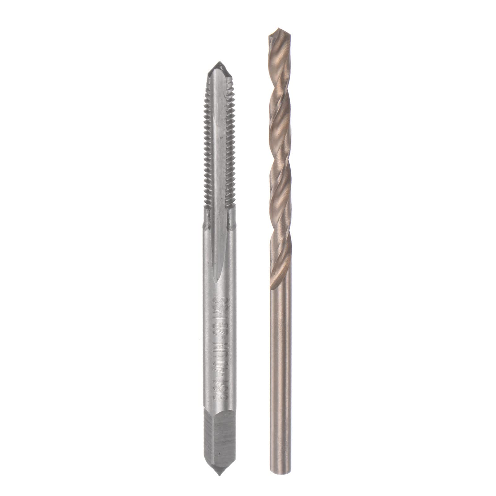 sourcing map Tap & Bit Sets, 9/64-40 UN 2B Straight Flute Machine Thread Milling Tap, 2.9mm M35 Cobalt High Speed Steel (HSS-CO) Twist Drill Bit