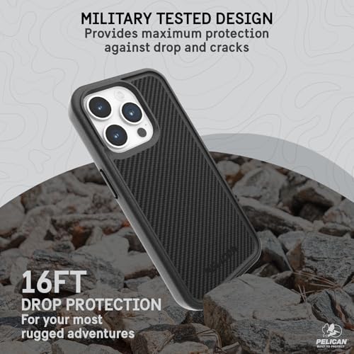 Pelican Protector Series - iPhone 15 Pro Case 6.1" [Compatible with MagSafe] Magnetic Phone Case with Anti-Scratch Tech [16ft MIL-Grade Drop Protection] Protective Cover for iPhone 15 Pro - Carbon by Pelican - Image 3